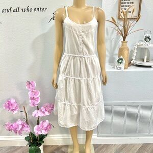 Wyeth White Silk Midi Dress Fairycore Size XS Sleeveless Spaghetti Strap Boho
